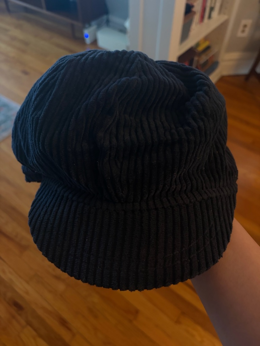 Navy Blue Ribbed Corduroy Newsboy Cap